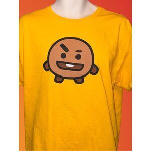Official BT21 x Shooky Shirt Yellow Short Sleeve Graphic Tee Size XL #58
